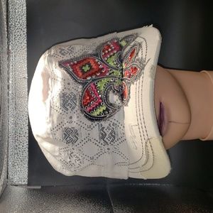 KBETHOS White/Red/Gray Fleur-de-lis designed with Embellished Embroidered Cap